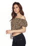 Leopard Print Sexy Off Shoulder Front Tie Cropped Top - Star Boutik LLC