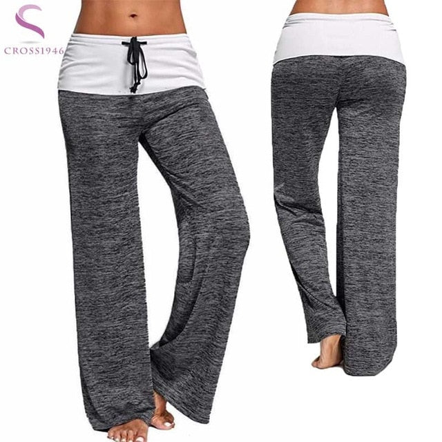 WSSBK Women's Yoga Pants Loose Mid-waist Sports Girls Fitness