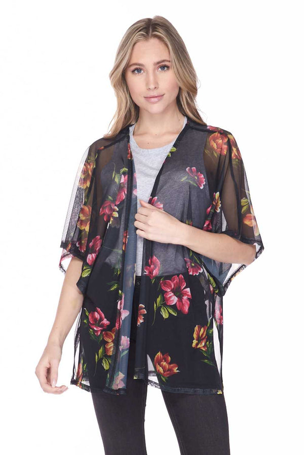 Gentle Windy Floral Light Weighted Open Front Cardigan - Star Boutik LLC